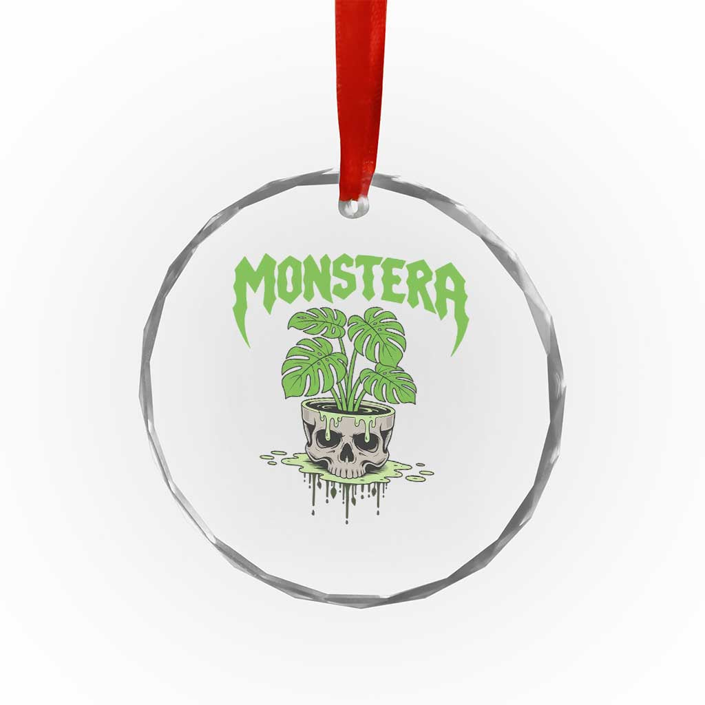 Monstera Lover Houseplant Gift Crystal Glass Ornament Skull Plant Pot Graphic - Wonder Print Shop
