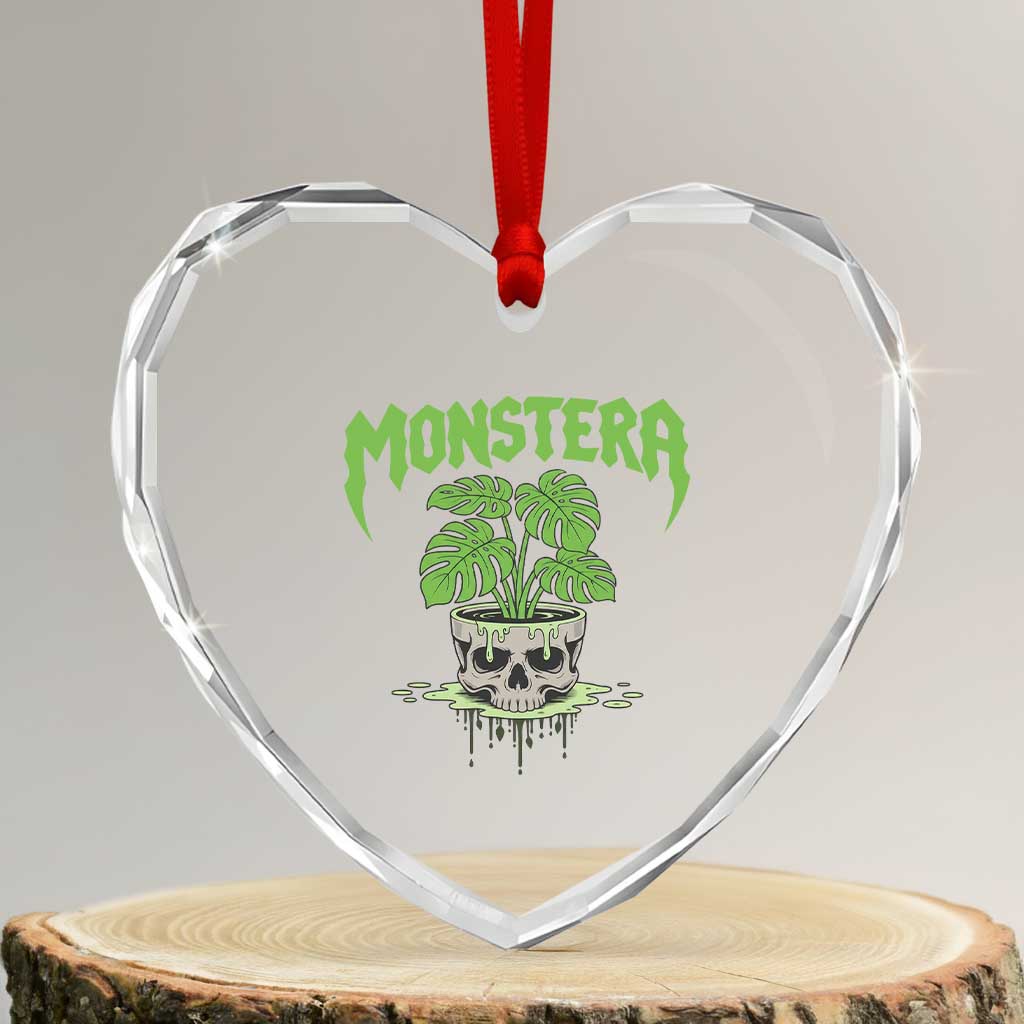 Monstera Lover Houseplant Gift Heart Crystal Glass Ornament Skull Plant Pot Graphic - Wonder Print Shop
