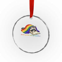 More Pride Less Prejudice Crystal Glass Ornament LGBT Raccoon Book Lover