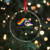 More Pride Less Prejudice Crystal Glass Ornament LGBT Raccoon Book Lover
