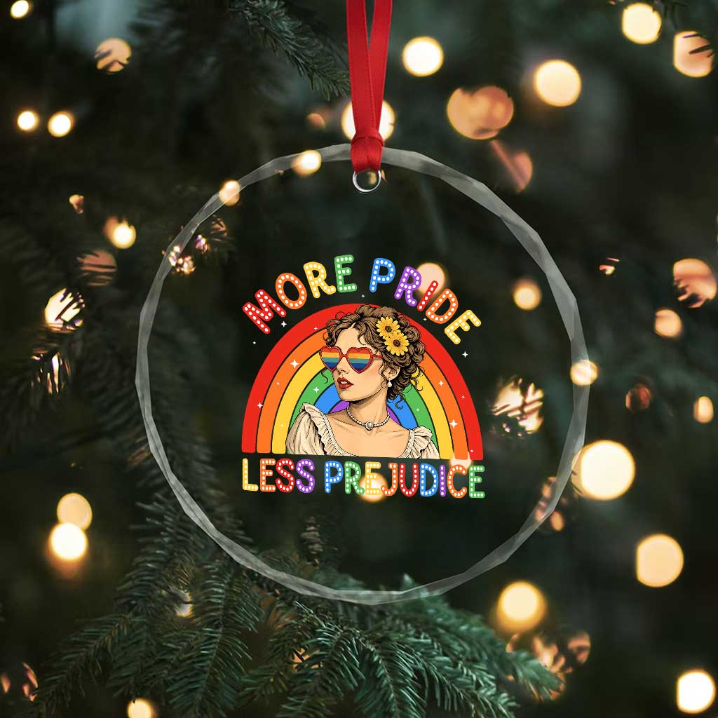 More Pride Less Prejudice Crystal Glass Ornament Pride Month LGBTQ Gay Lesbian