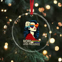 More Pride Less Prejudice Crystal Glass Ornament Retro Pride Month LGBTQ Feminist TS02