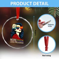 More Pride Less Prejudice Crystal Glass Ornament Retro Pride Month LGBTQ Feminist TS02