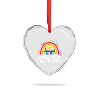 More Pride Less Prejudice Heart Crystal Glass Ornament LGBTQ Pride Month Book Lover
