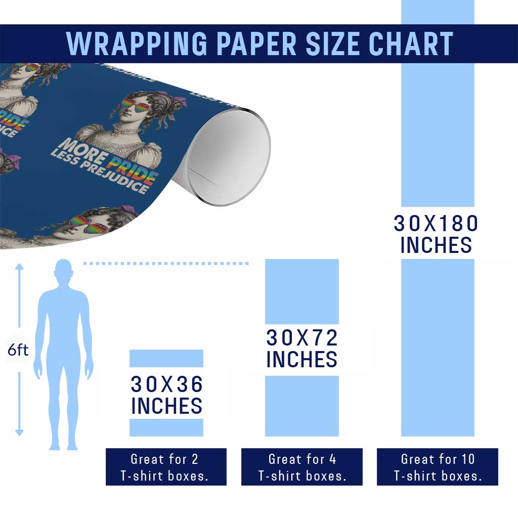 More Pride Less Prejudice Wrapping Paper Roll LGBTQ Proud Ally Pride Month - Wonder Print Shop