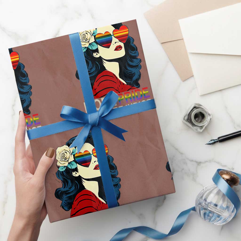 More Pride Less Prejudice Wrapping Paper Roll Retro Pride Month LGBTQ Feminist - Wonder Print Shop