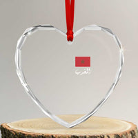 Moroccan Heritage Vintage Marocco Flag with Arabic Characters Heart Crystal Glass Ornament