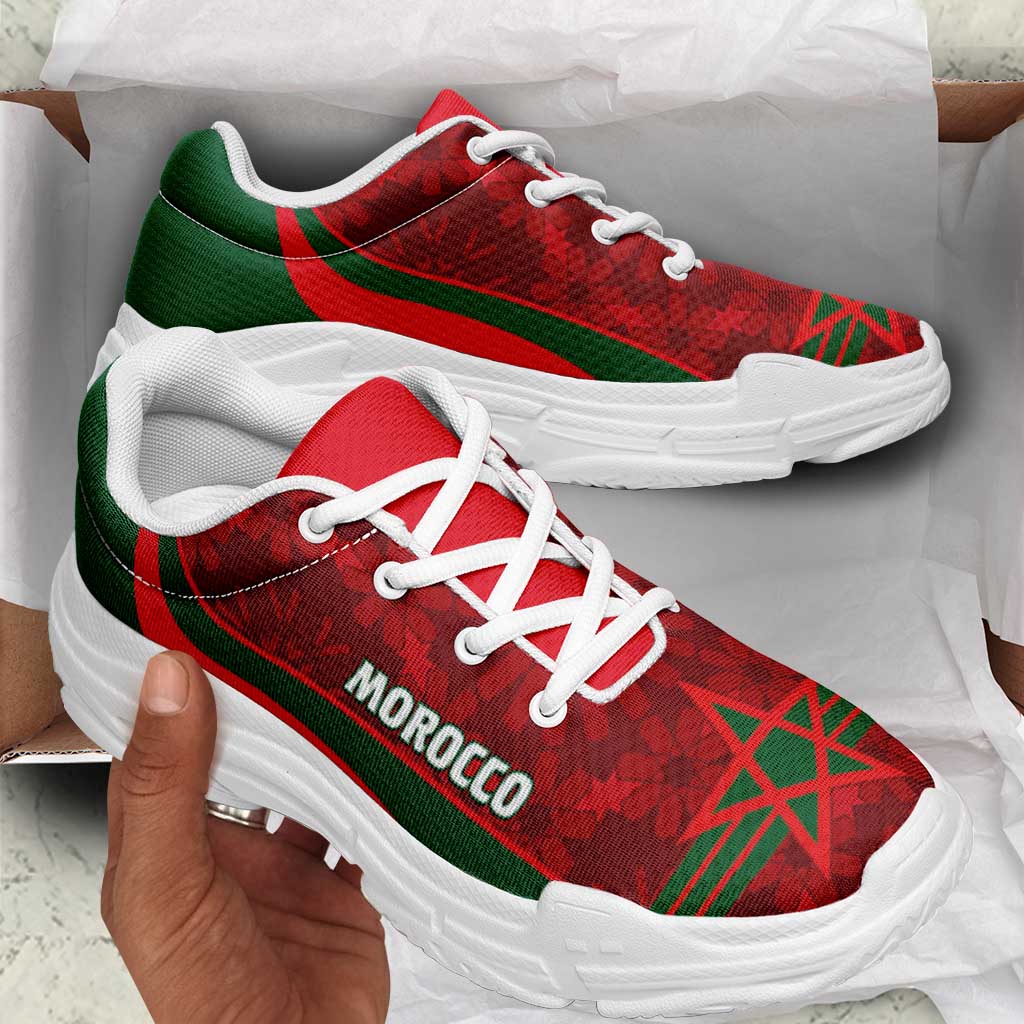 Morocco 2026 Football Chunky Sneakers Go Atlas Lions Islamic Pattern Curve Stylized - Wonder Print Shop