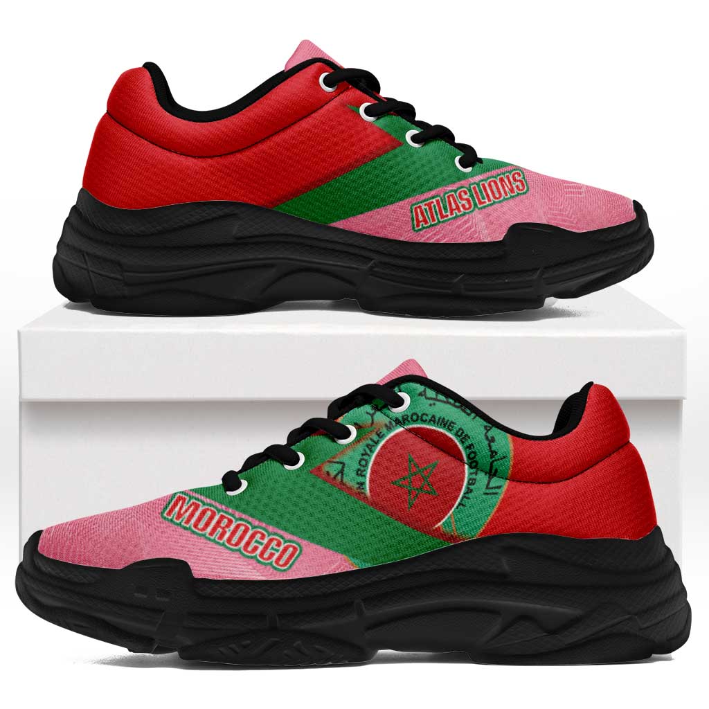 Morocco 2026 World Football Chunky Sneakers Atlas Lions Pink And Flag Color