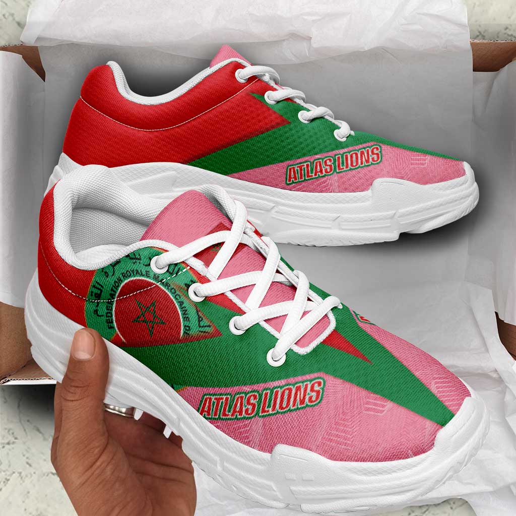Morocco 2026 World Football Chunky Sneakers Atlas Lions Pink And Flag Color