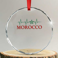 Morocco Crystal Glass Ornament Heartbeat Green Star Patriotic Pride Gift for Proud Moroccan