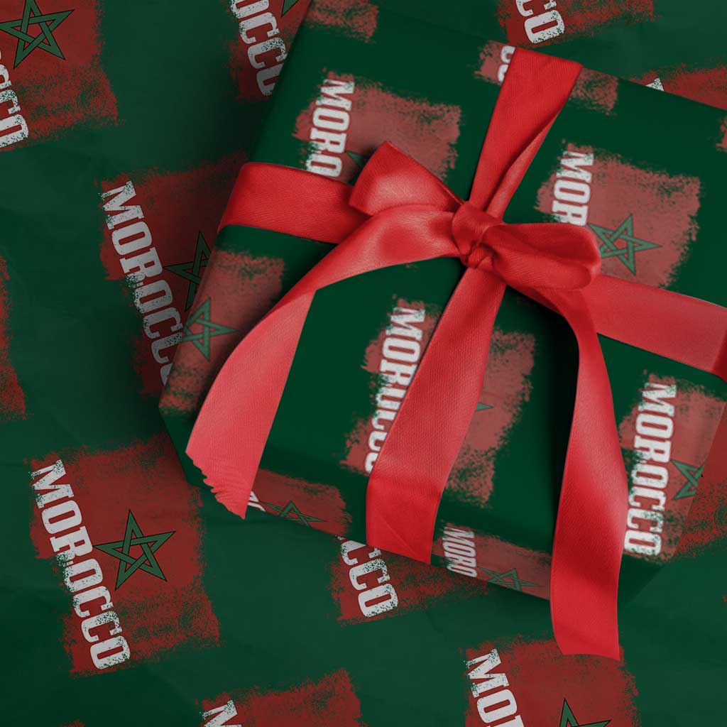 Morocco Flag Distressed Vintage Patriotic Pride Gift for Proud Moroccan Wrapping Paper Roll