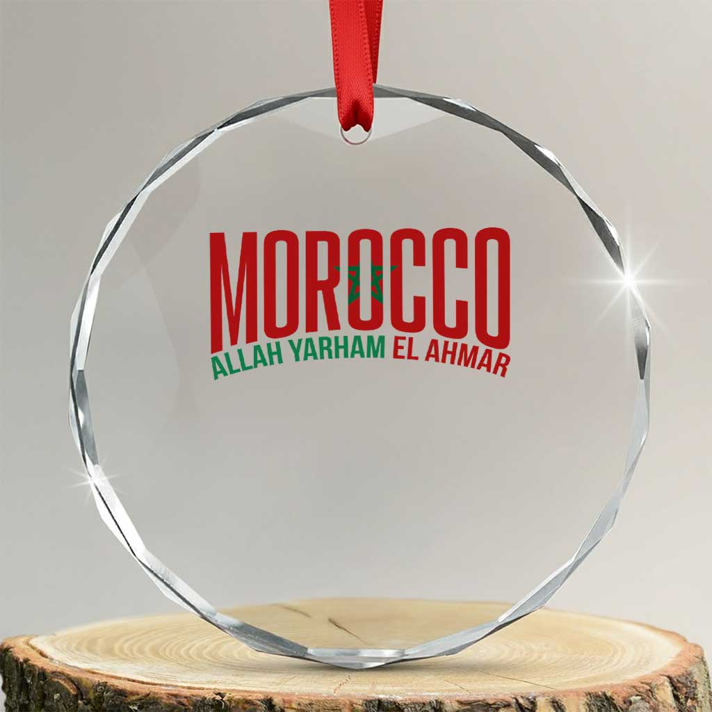Morocco Flag Pride Allah Yarham El Ahmar Crystal Glass Ornament Moroccan Soccer Football Fans Gift