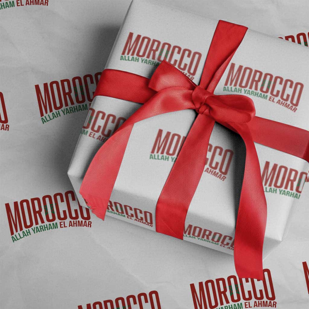 Morocco Flag Pride Allah Yarham El Ahmar Wrapping Paper Roll Moroccan Soccer Football Fans Gift