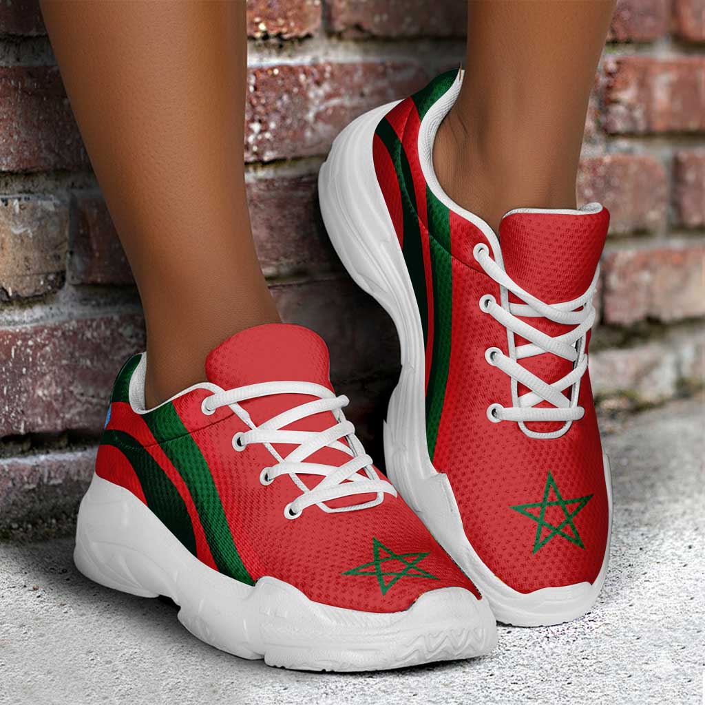Morocco Football Chunky Sneakers Flag-Inspired Curve Style