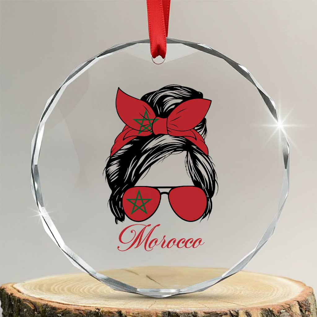 Morocco Girl Crystal Glass Ornament Moroccan Princess Morocco Flag Messy Bun