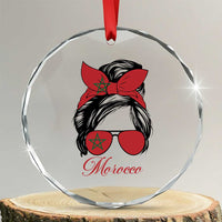 Morocco Girl Crystal Glass Ornament Moroccan Princess Morocco Flag Messy Bun