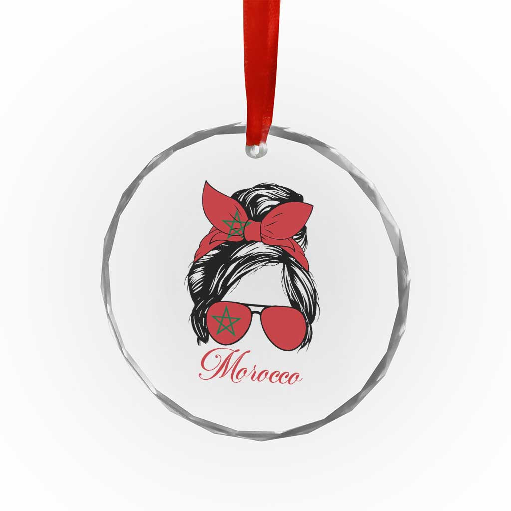 Morocco Girl Crystal Glass Ornament Moroccan Princess Morocco Flag Messy Bun