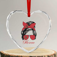 Morocco Girl Heart Crystal Glass Ornament Moroccan Princess Morocco Flag Messy Bun