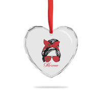 Morocco Girl Heart Crystal Glass Ornament Moroccan Princess Morocco Flag Messy Bun