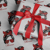 Morocco Girl Wrapping Paper Roll Moroccan Princess Morocco Flag Messy Bun