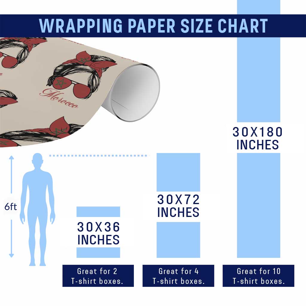 Morocco Girl Wrapping Paper Roll Moroccan Princess Morocco Flag Messy Bun