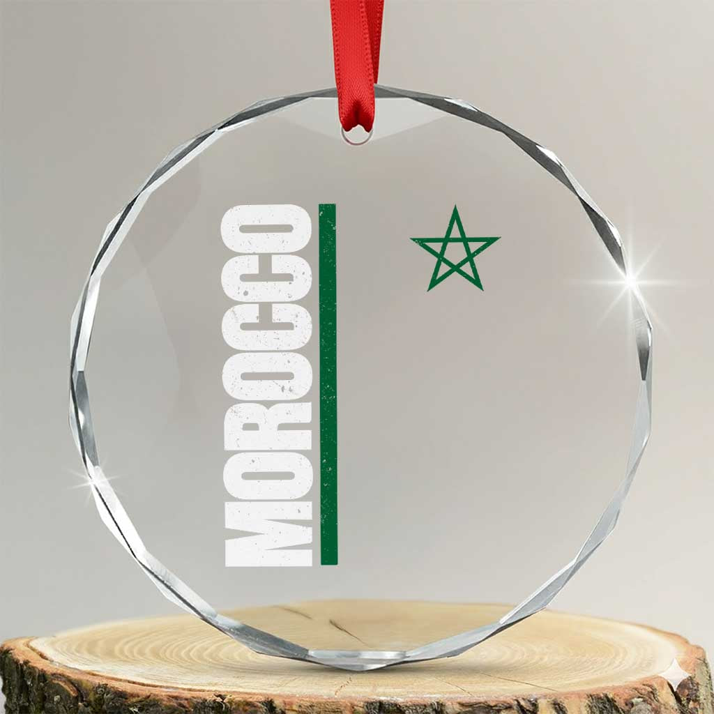 Morocco Green Star Flag Patriotic Moroccan Pride Crystal Glass Ornament