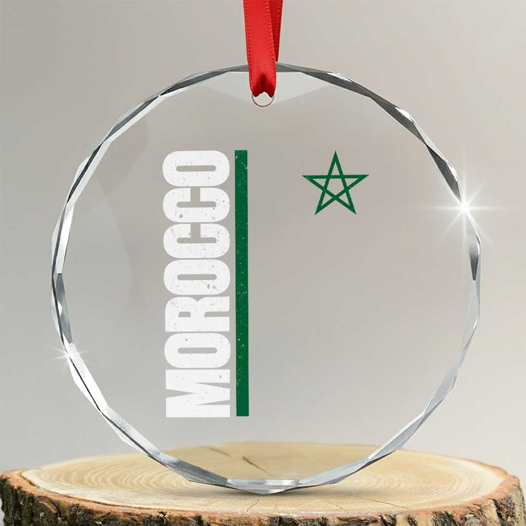 Morocco Green Star Flag Patriotic Moroccan Pride Crystal Glass Ornament TS11