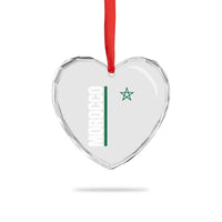 Morocco Green Star Flag Patriotic Moroccan Pride Heart Crystal Glass Ornament