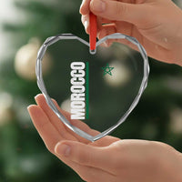 Morocco Green Star Flag Patriotic Moroccan Pride Heart Crystal Glass Ornament