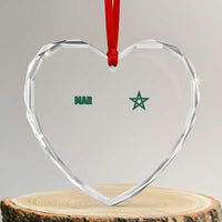 Morocco Heart Crystal Glass Ornament Green Star Minimalist Patriotic Pride Gift for Proud Moroccan