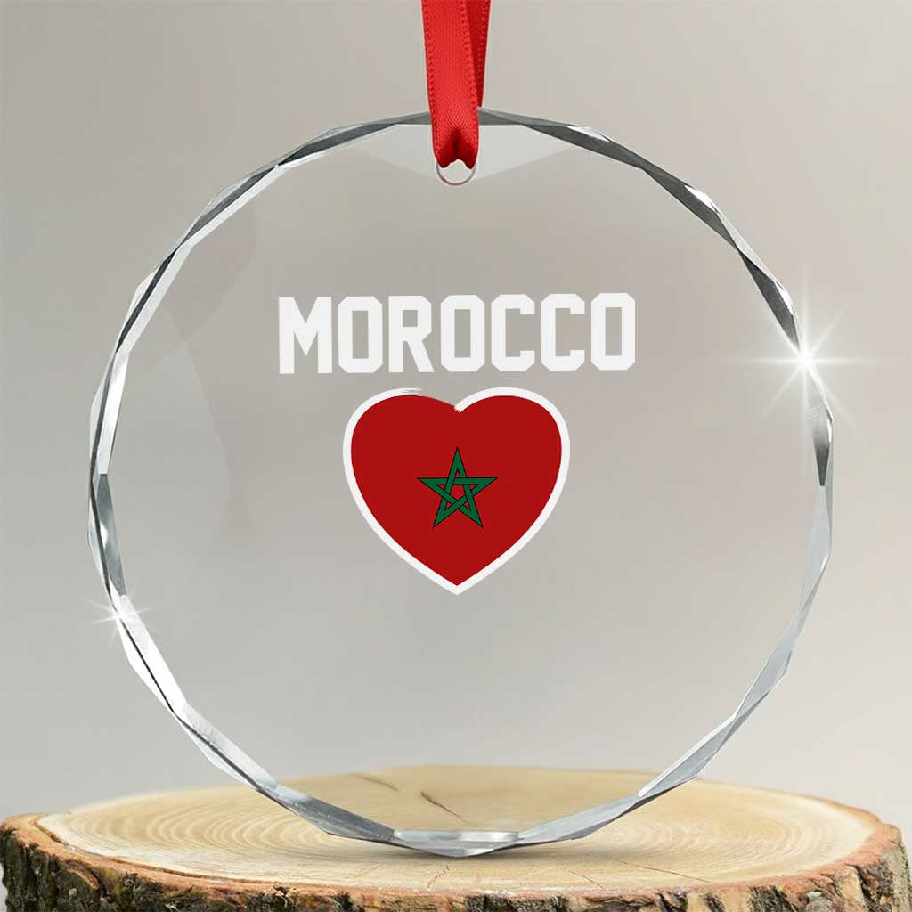 Morocco Heart Flag Crystal Glass Ornament Patriotic Love Gift for Proud Moroccan
