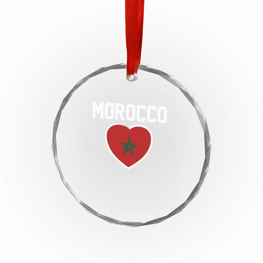 Morocco Heart Flag Crystal Glass Ornament Patriotic Love Gift for Proud Moroccan