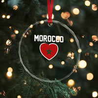 Morocco Heart Flag Crystal Glass Ornament Patriotic Love Gift for Proud Moroccan