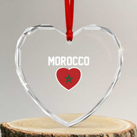 Morocco Heart Flag Heart Crystal Glass Ornament Patriotic Love Gift for Proud Moroccan