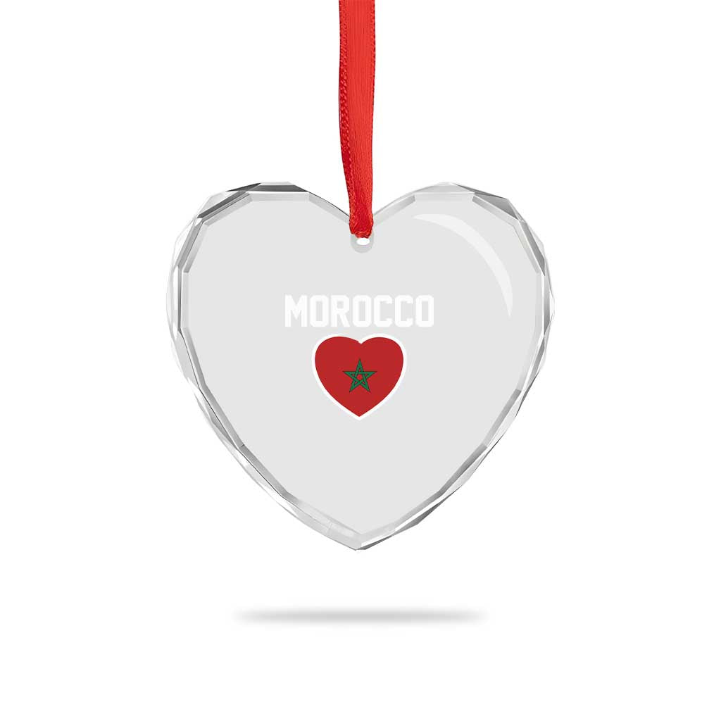 Morocco Heart Flag Heart Crystal Glass Ornament Patriotic Love Gift for Proud Moroccan