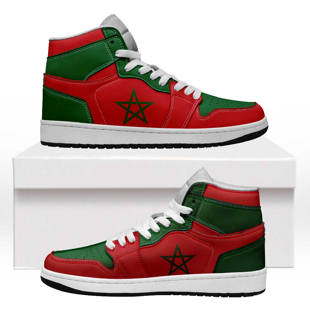 Morocco High Sneakers AJ1 Classic National Flag Style - Wonder Print Shop
