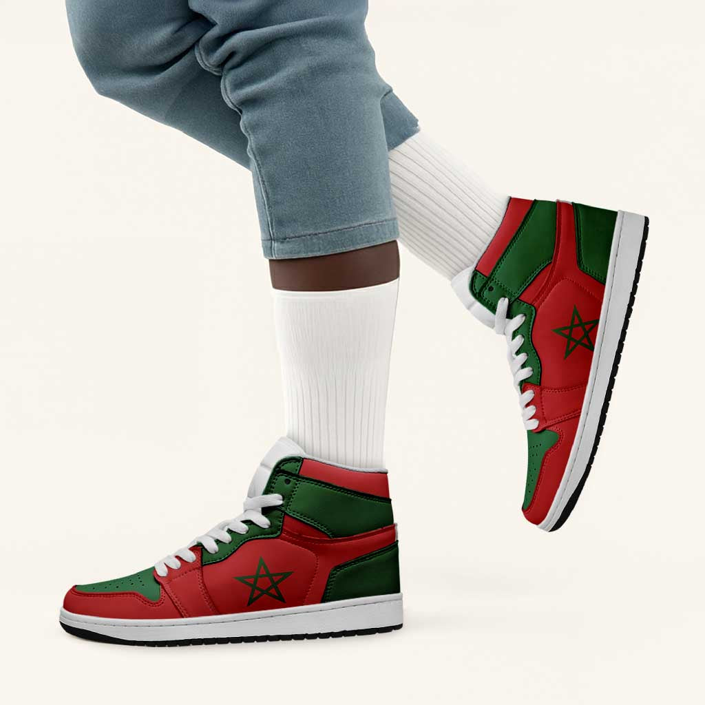 Morocco High Sneakers AJ1 Classic National Flag Style - Wonder Print Shop
