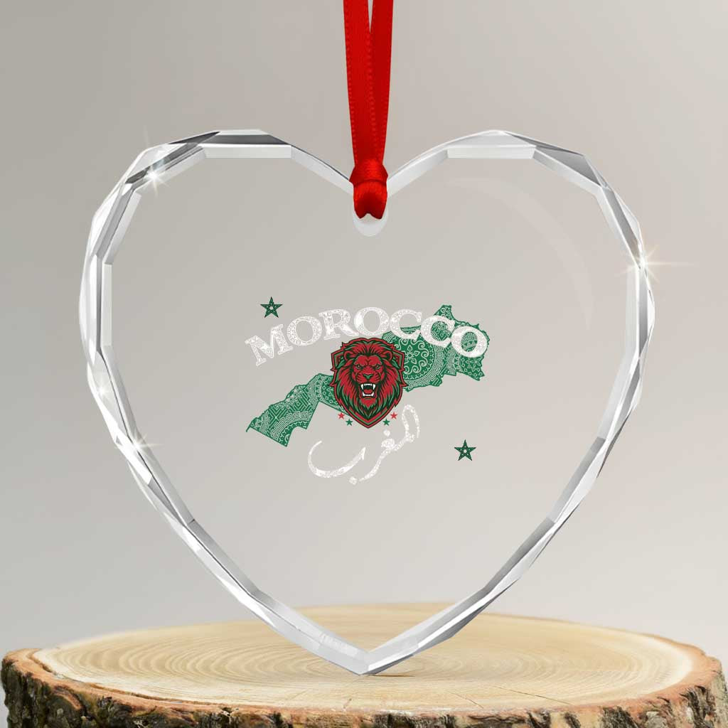 Morocco Lion Maghrib Moroccan Spirit Heritage Heart Crystal Glass Ornament