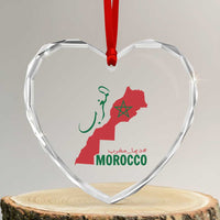 Morocco Map Dima Maghrib with Arabic Calligraphy Heart Crystal Glass Ornament Maghreb Traditional Moroccan Roots Graphic