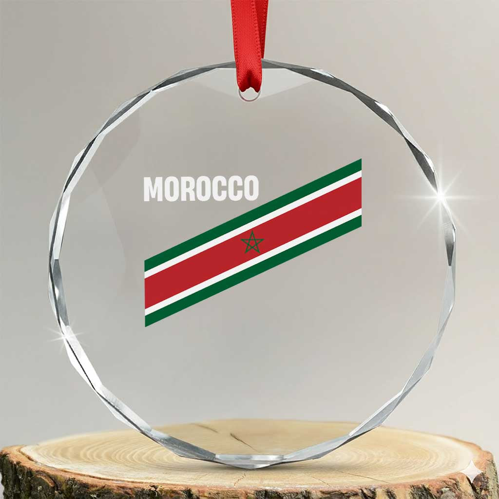 Morocco Moroccan Flag Crystal Glass Ornament Green Star Maroc Stripes