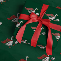Morocco Soccer Wrapping Paper Roll Funny Goose Wearing Moroccan Flag Patriotic Football Fan Graphic