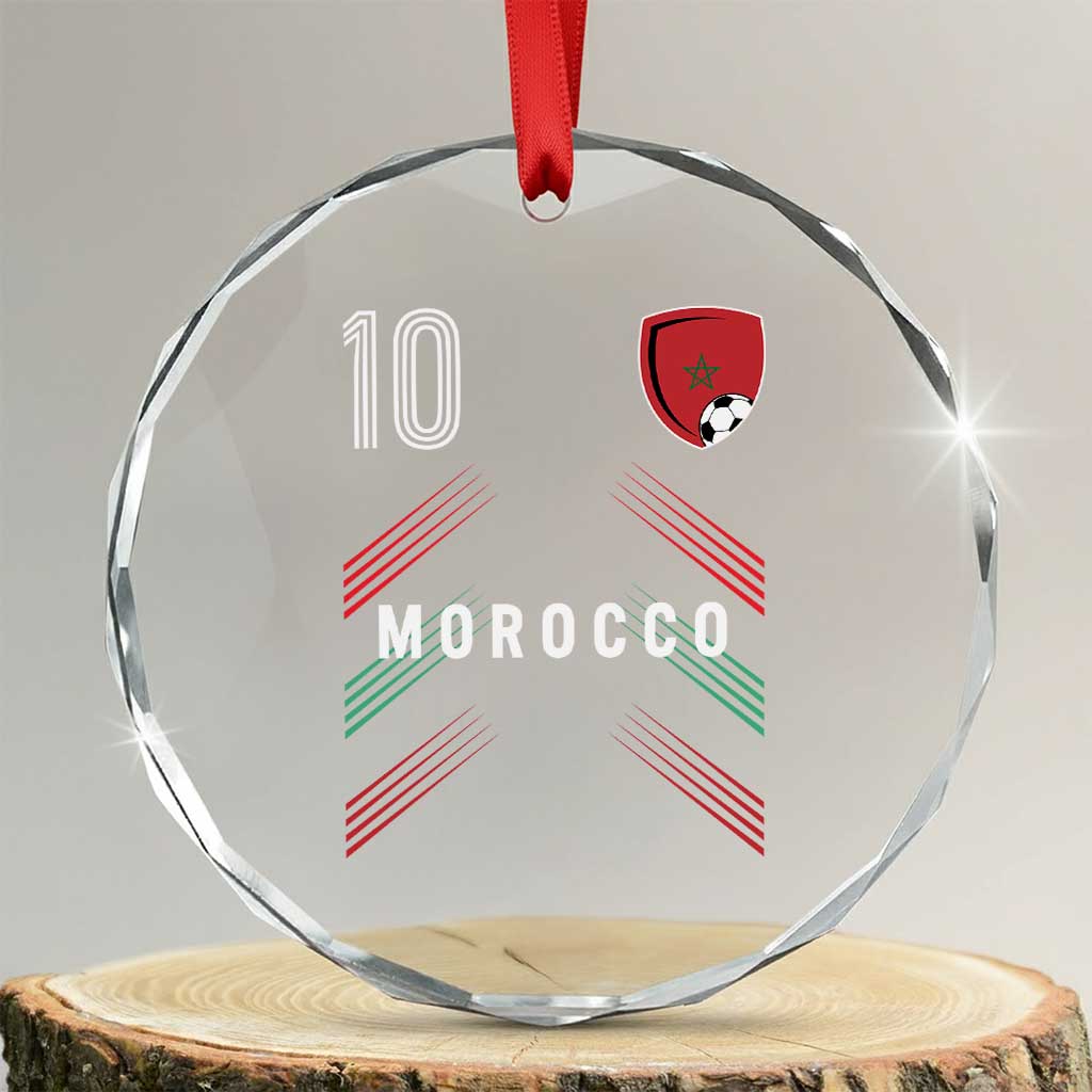 Morocco Soccer Sports Graphic Number 10 Jersey Style Crystal Glass Ornament Proud Moroccan Football Fans Game Day Maghreb Pride