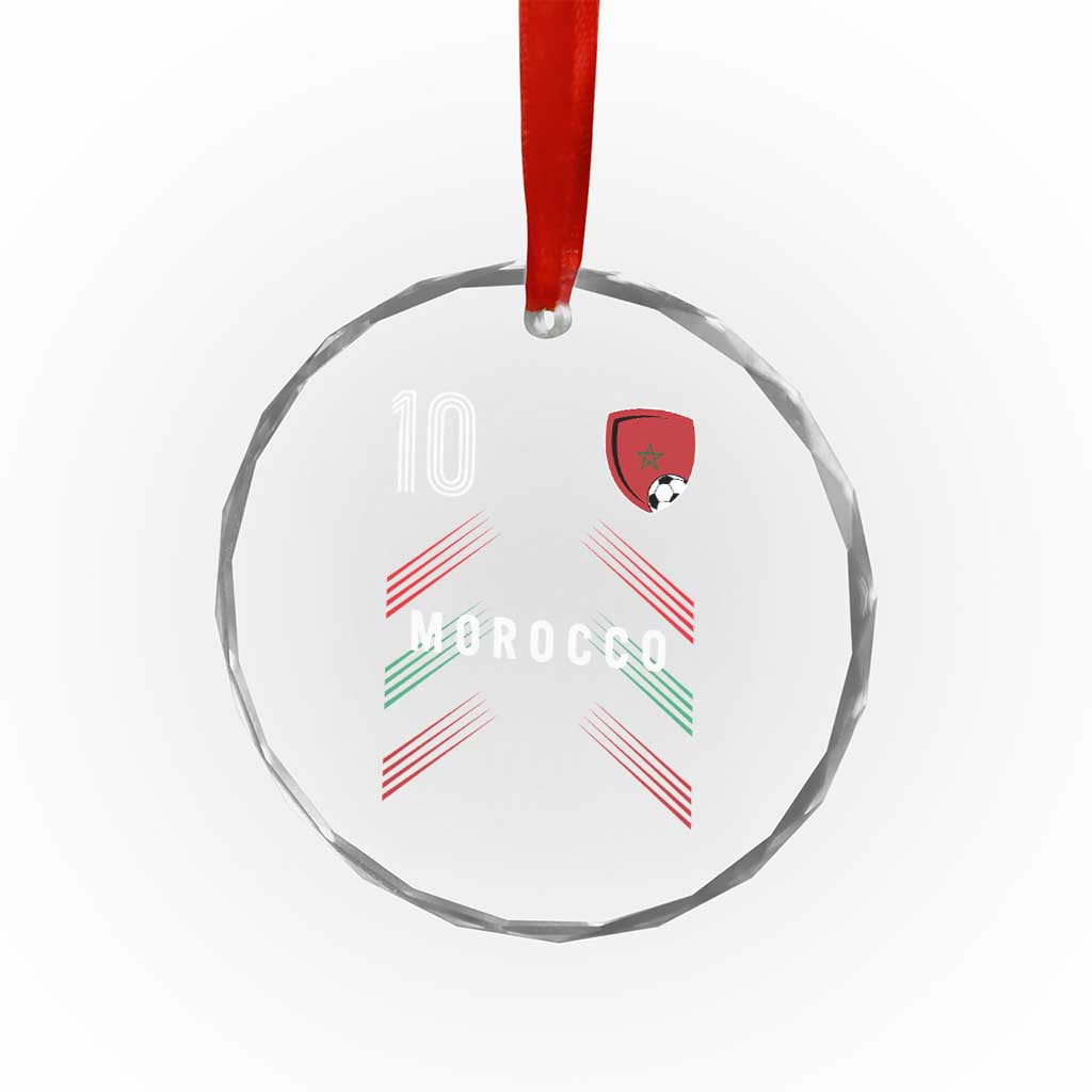 Morocco Soccer Sports Graphic Number 10 Jersey Style Crystal Glass Ornament Proud Moroccan Football Fans Game Day Maghreb Pride