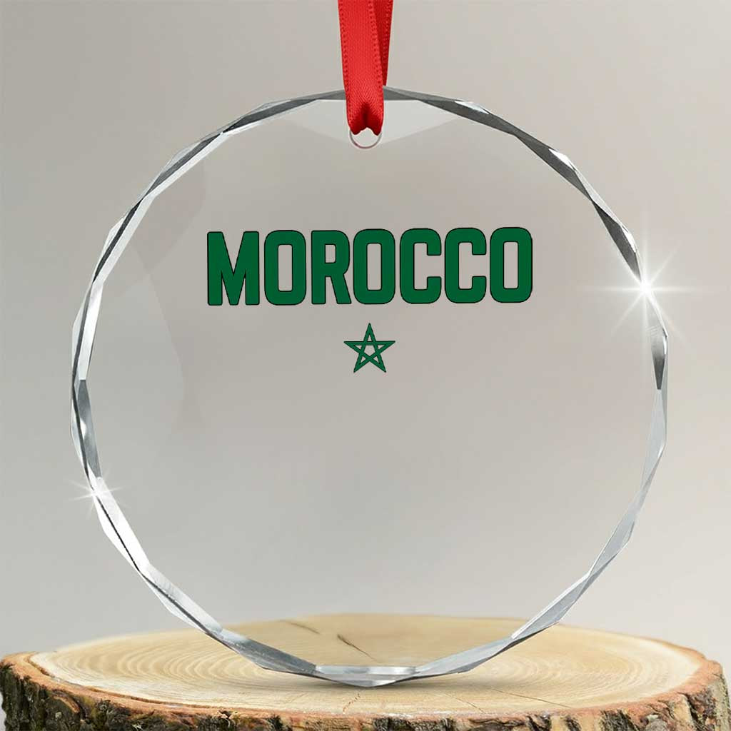 Morocco Star Flag Minimalist Moroccan Pride Crystal Glass Ornament