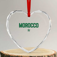 Morocco Star Flag Minimalist Moroccan Pride Heart Crystal Glass Ornament
