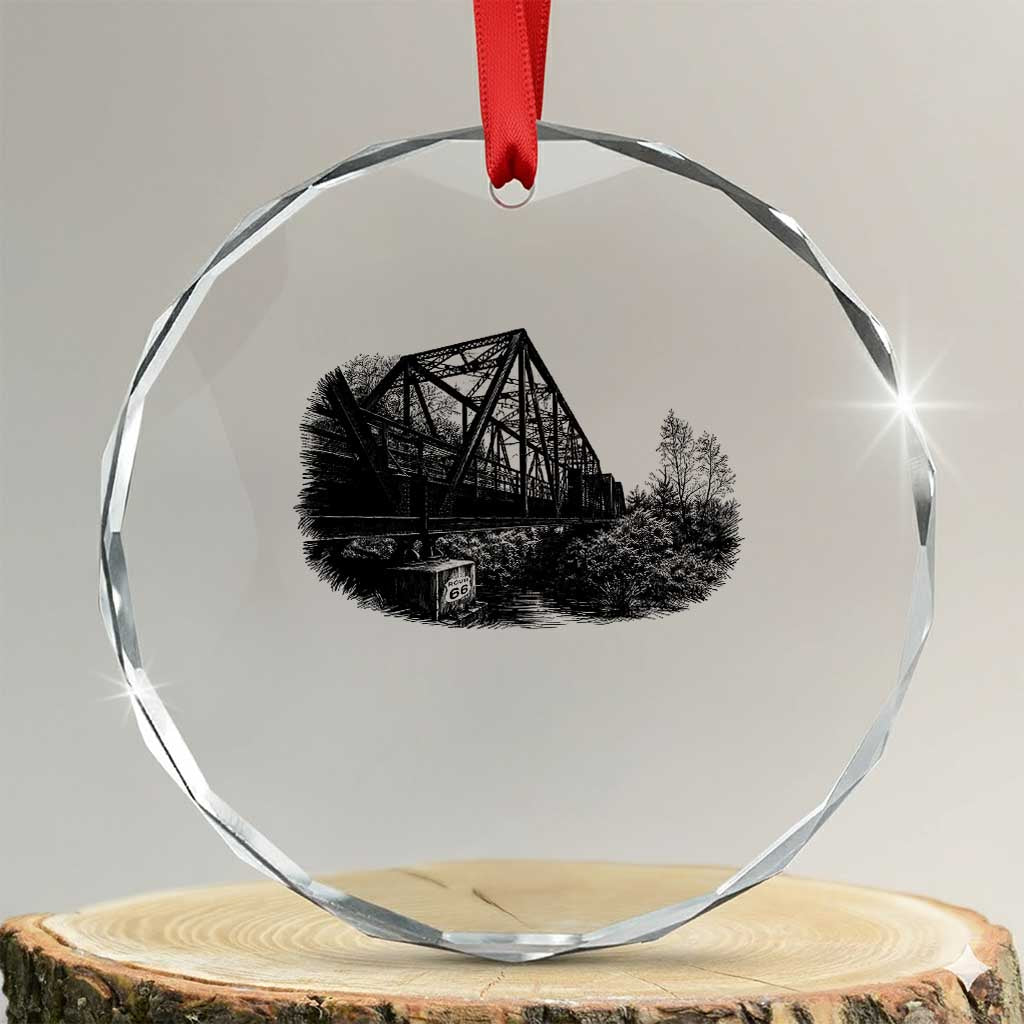 Mother Road Adventure Graphic Crystal Glass Ornament Vintage Route Highway 66 Bridge