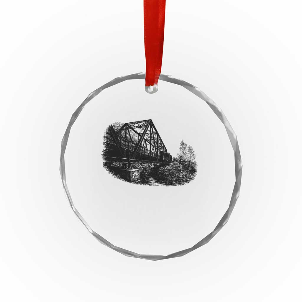 Mother Road Adventure Graphic Crystal Glass Ornament Vintage Route Highway 66 Bridge