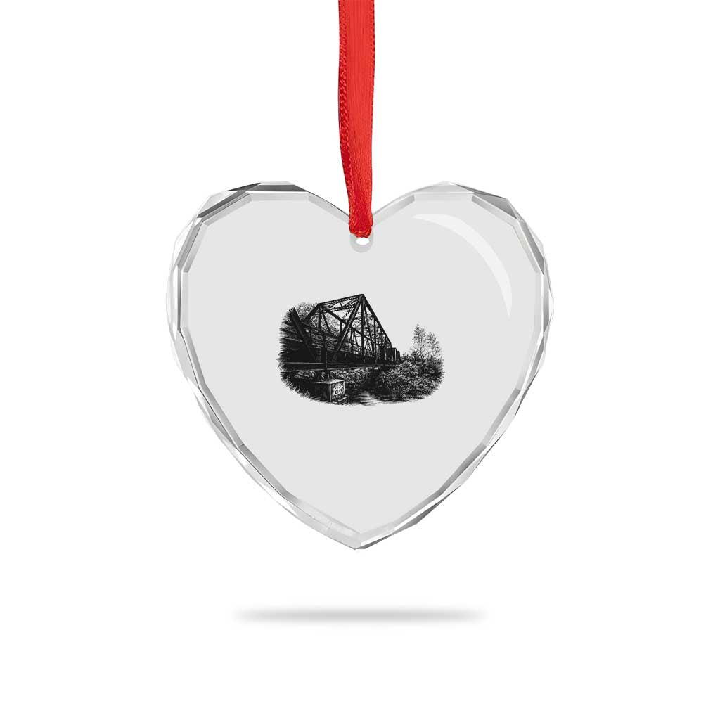 Mother Road Adventure Graphic Heart Crystal Glass Ornament Vintage Route Highway 66 Bridge