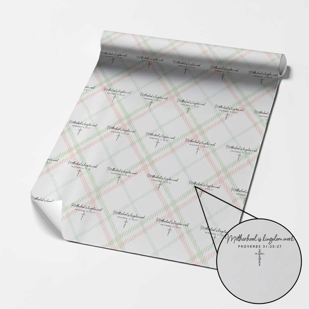 Motherhood Is Kingdom Work Wrapping Paper Roll Christian Mom Floral Mama Mothers Day